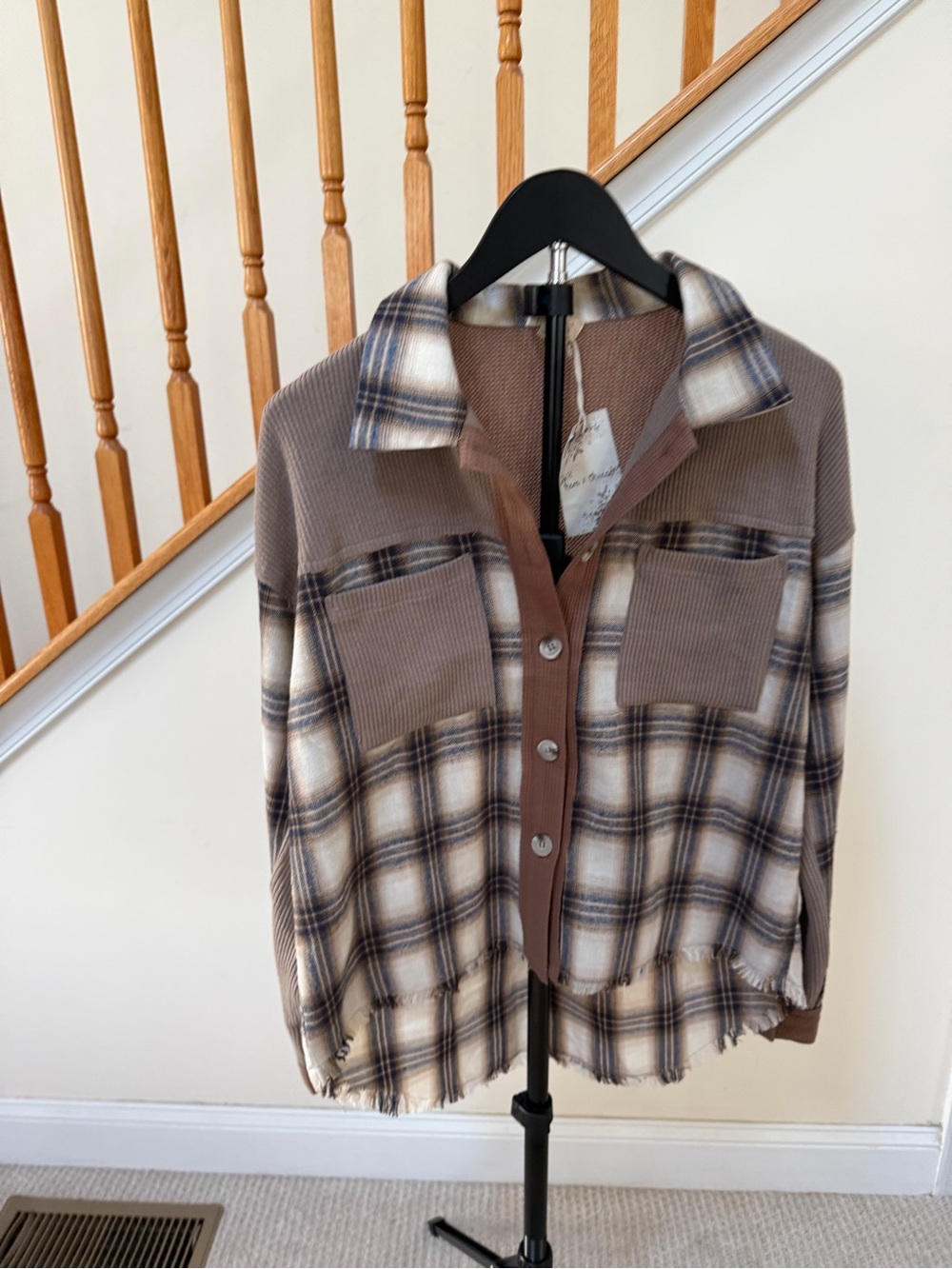 Hem & Thread Brown Plaid Button-Up Shacket